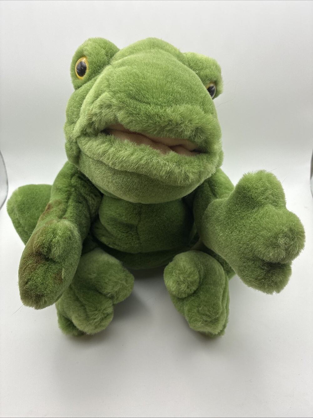 TRI Russ Green Frog Hand Puppet 10" Plush Toy